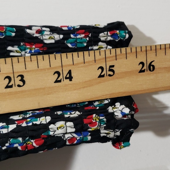 Boden Black Long Sleeve Dress Size 14R Smocked Neck and Sleeve Pockets Floral - Picture 12 of 15